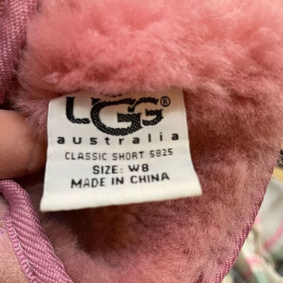 UGG Australia Classic‎ Short 5825 Leather Sheepskin Lined Winter Boots Pink 8 - Picture 8 of 11